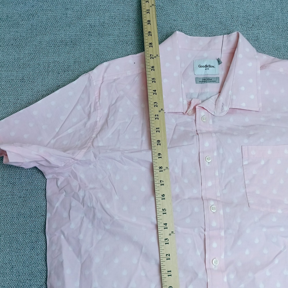 Goodfellow & Co Button Down Shirt Mens XL Pink Excellent Slim Short Sleeve Print - Picture 7 of 7
